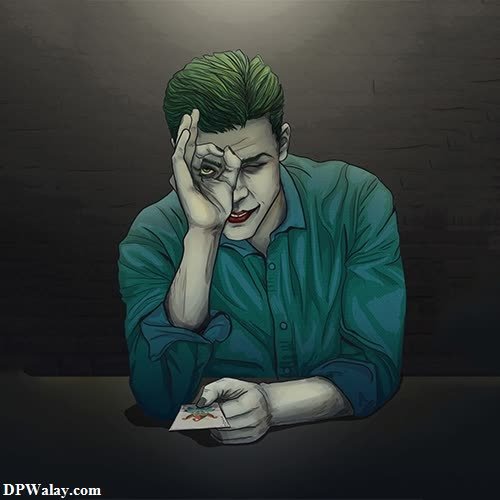 a man sitting at a table with his hand on his face joker whatsapp dp