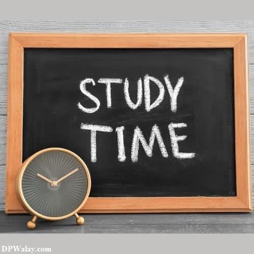 a clock and a blackboard with the words study time written on it no dp exam time