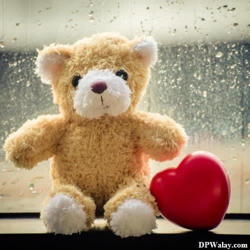 a teddy bear holding a red heart-vaPD