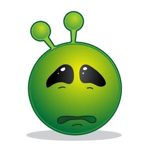 a green alien with a sad face sad symbol emoji 