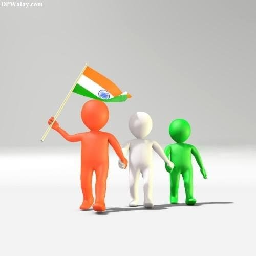 3d people holding the flag of india tricolour dp for whatsapp