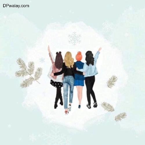 three people are hugging in the snow 
