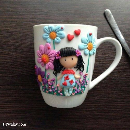 a cup with a little girl on it