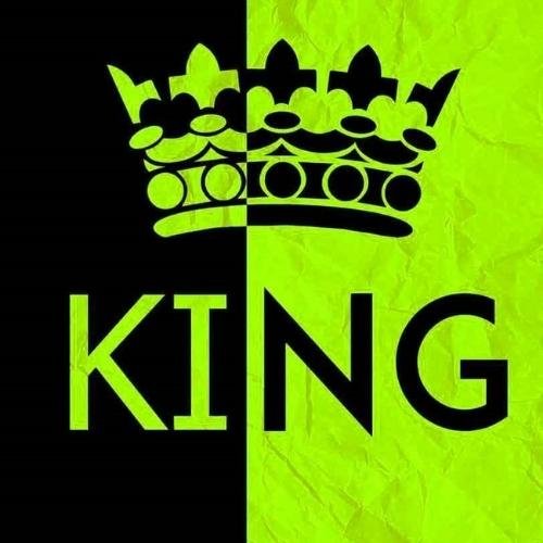 a green and black background with a crown on it