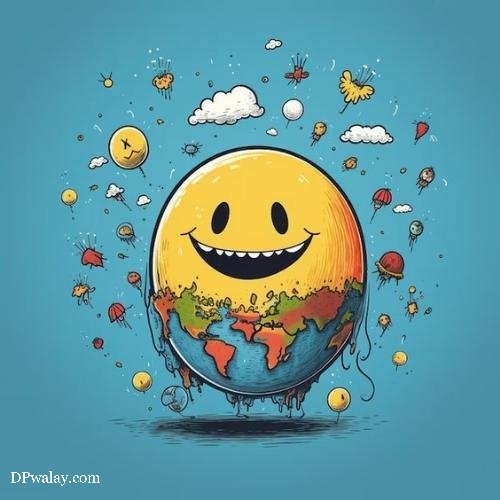 a cartoon earth with a smiley face and a smile images by DPwalay