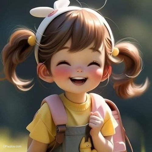 a little girl with a backpack and a smile cool dp