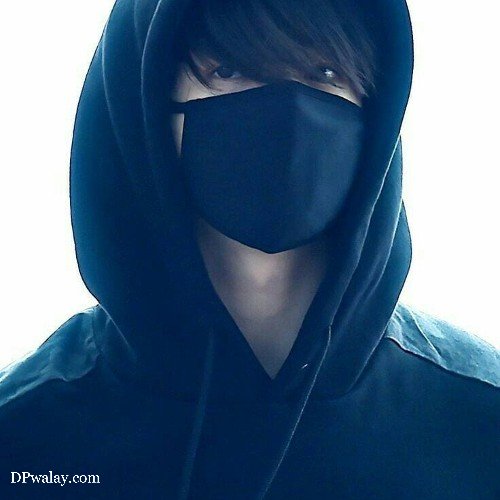 a man wearing a black mask and hoodie cool dp for boys