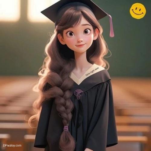 a girl in a graduation gown and cap