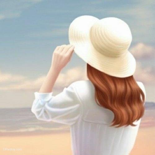 a woman in a white hat looking at the sky images by DPwalay