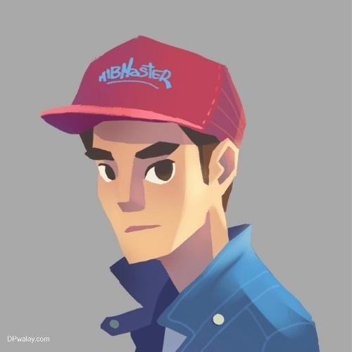 a man in a baseball cap with a blue shirt and a red hat dp for girls cartoon