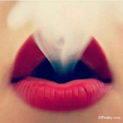 woman's lips with white nose smoking dp