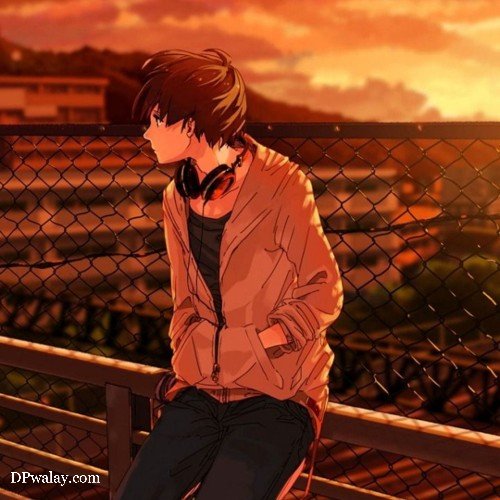 man sitting on fence looking at the sunset stylish boy dp
