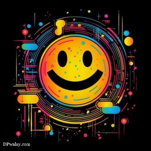a smiley face with colorful circles around it whatsapp colourful smiley dp