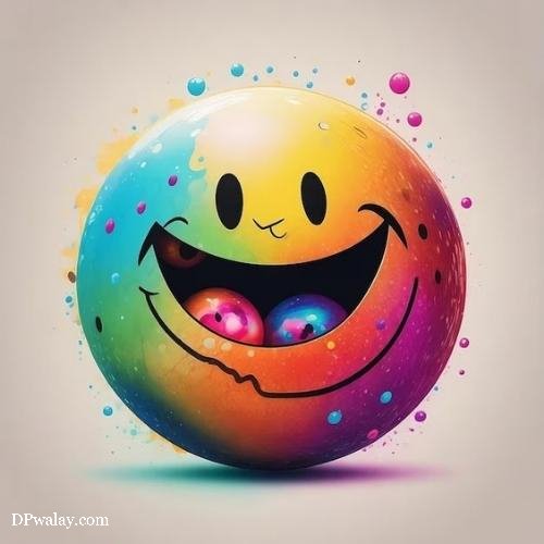 a smiley face with a rainbow colored paint splash