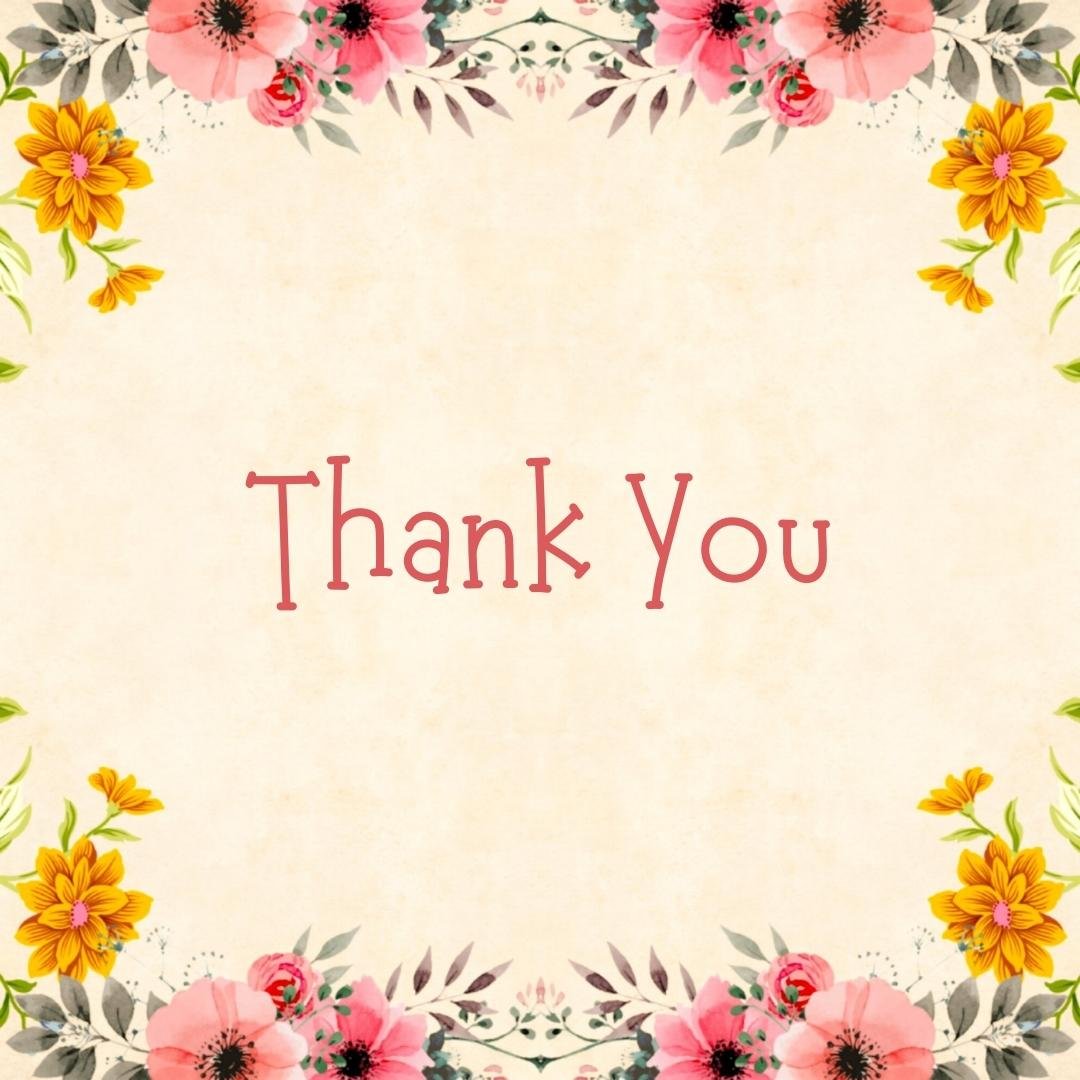 floral frame with the words thank you