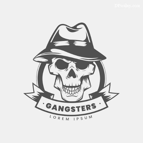 gangster skull with hat and ribbon logo images by DPwalay