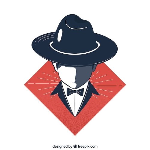 man in hat and bow tie with red diamond gangster dp