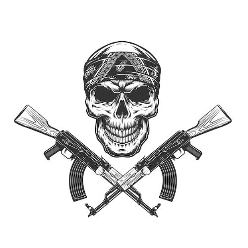 skull with guns and bandbandas gangster dp