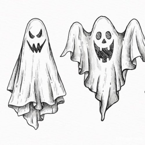 three ghosts with their heads in the air
