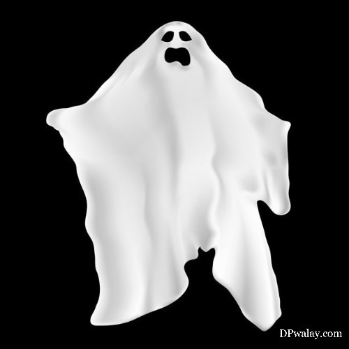 white ghost with black background ghost dp for whatsapp