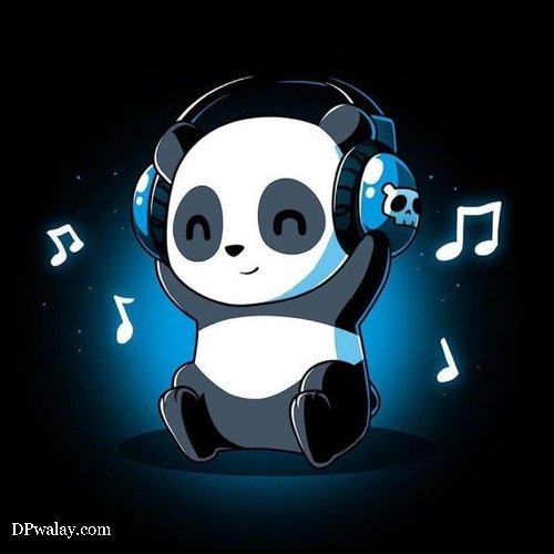 pandbear with headphones and music notes