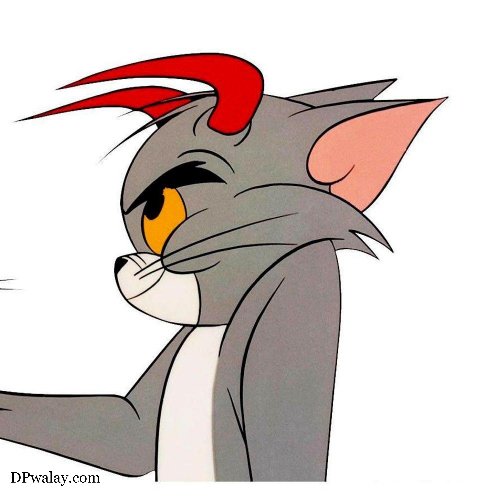 drawing of cat with red mohawk tom and jerry dp