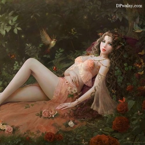 woman laying on bed of flowers