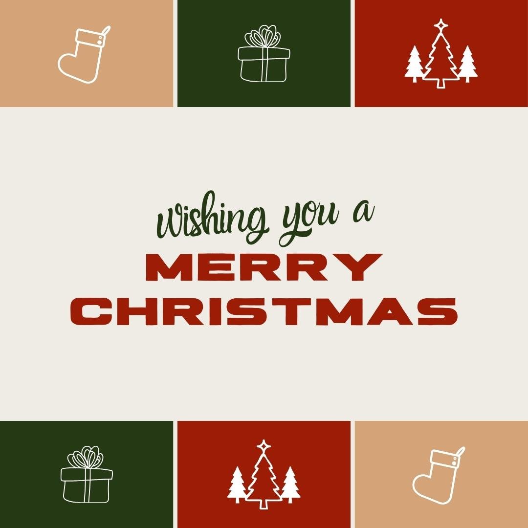 christmas card with red and green background
