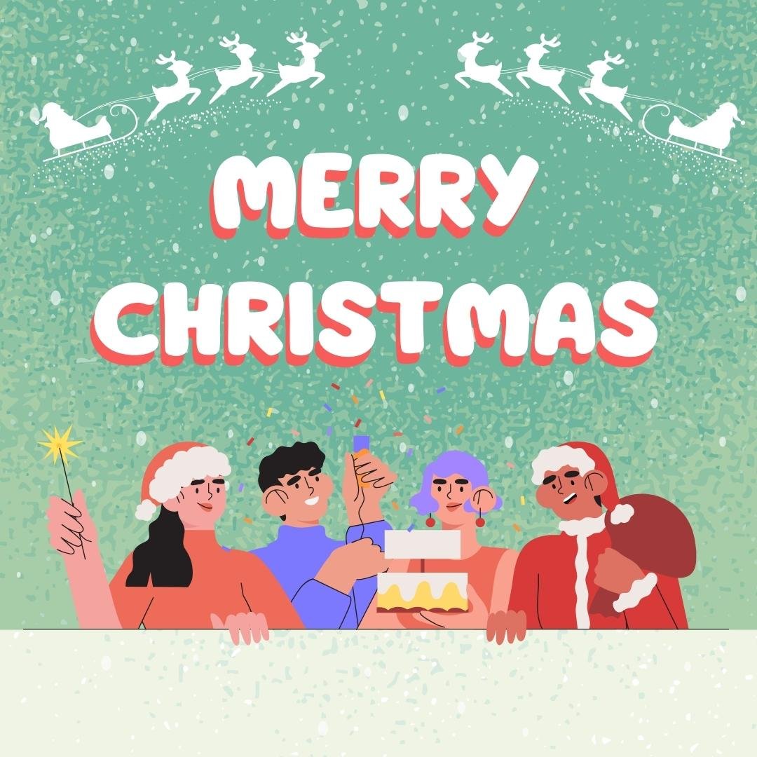 merry christmas card with people